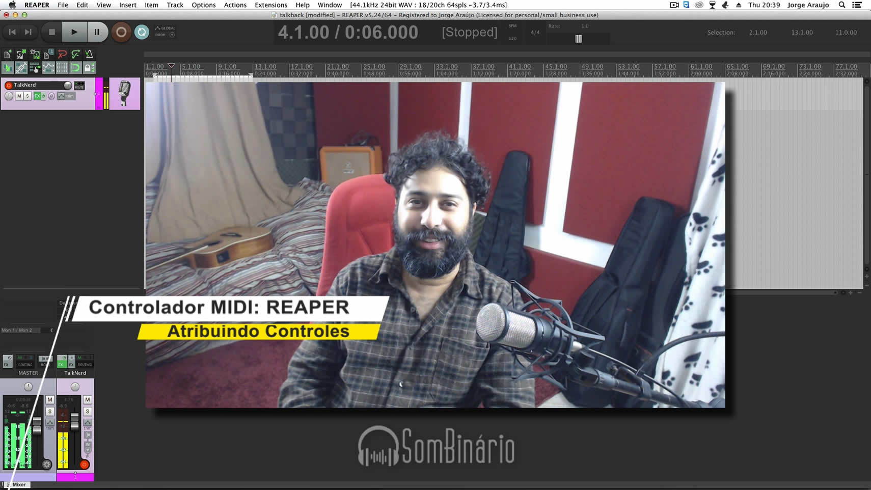 Configuração MIDI REAPER – Atribuindo Controles
