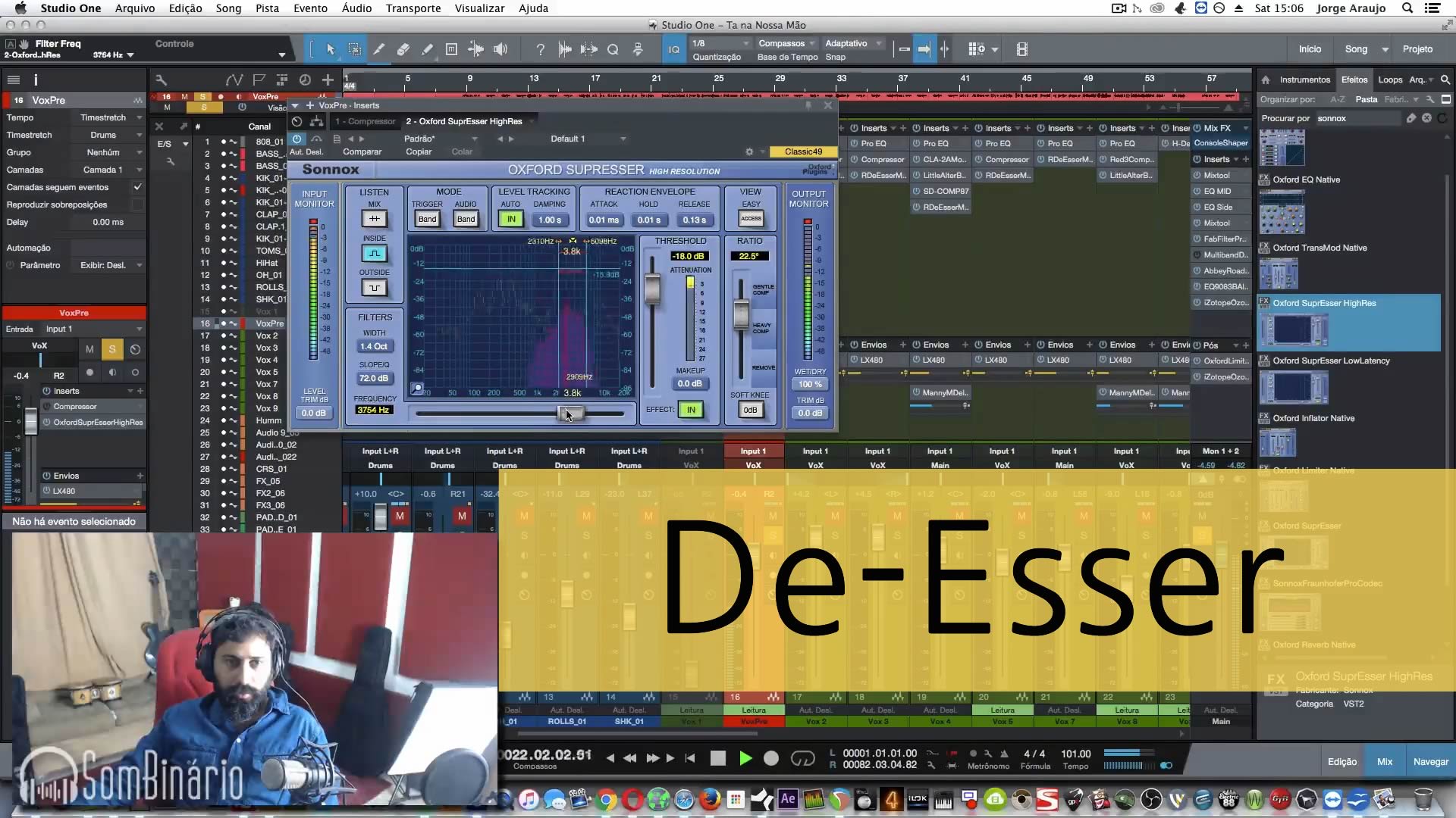 Mixagem Vocal de RAP: Controlando Sibilância na Voz com Processamento De-Esser