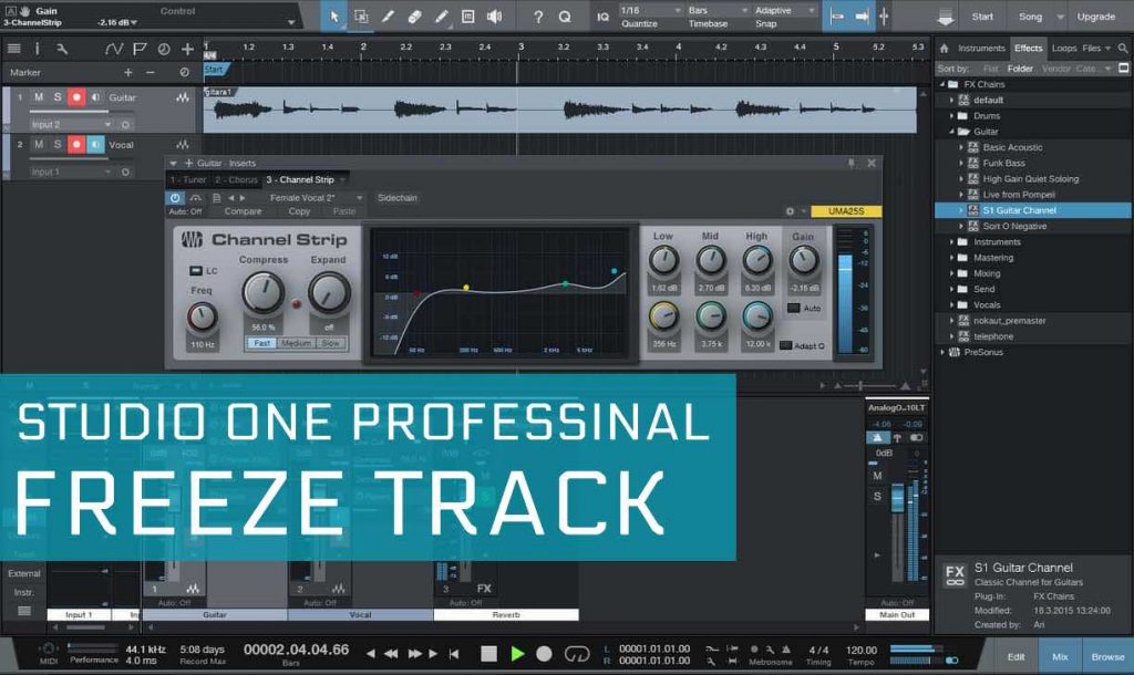 Como fazer Freeze Track com Studio One Professional