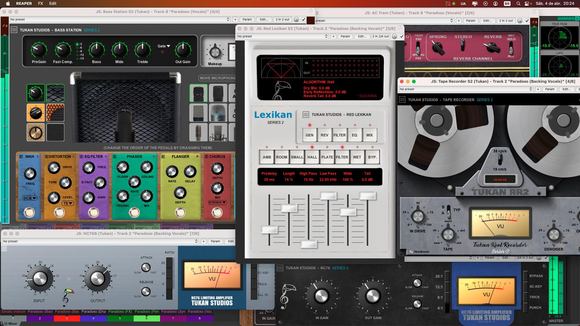 Interface dos Plugins Tukan FX na tela do REAPER